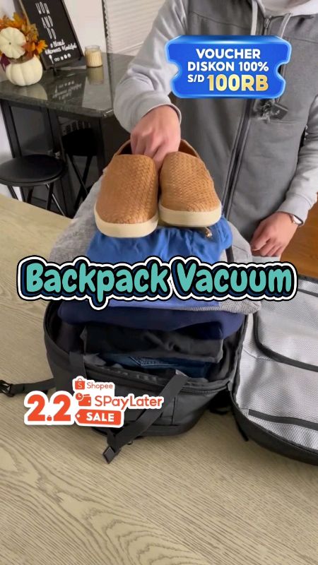BackpackVacuum ransel kantong udara ransel laptop #backpack #ransel #travelbag #taslaptop #travelkit #traveling #koper #koperkabin #ViralDiShopeeVideo
