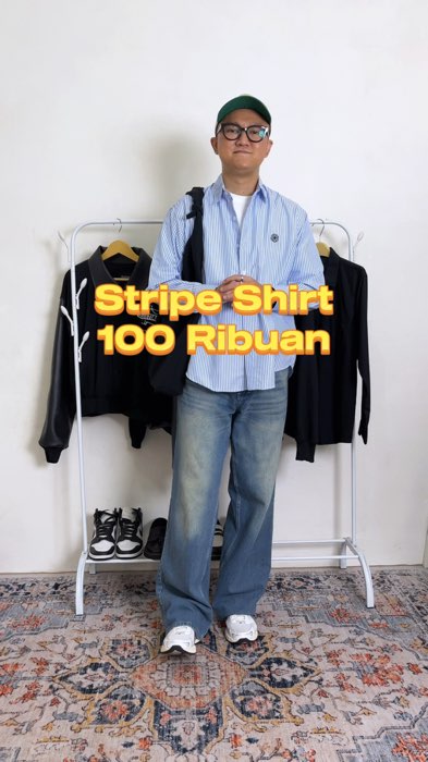 REKOMENDASI STRIPE SHIRT !!! #kemeja #kemejaoversize #kemejapria #kemejacowok #stripeshirt #RacunShope #ShopeeFashionHaul #ShopeeLook