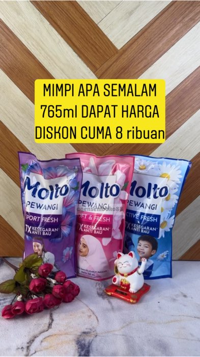 Mimpi apa semalam 765ml dapat harga diskon cuma 8ribuan#MOLTOMURAH #pewangipakaian #moltopewangi #molto #pewangipakaianmurah