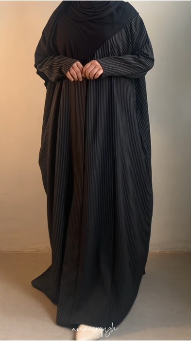 Black abaya stripe🖤 #Abayastripe #motifstripe #motifsalur #abayasalur #abayahitam