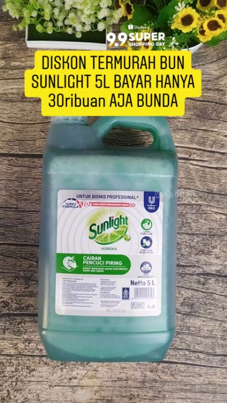 diskon termurah bun sunlight 5L bayar hanya 30ribuan aja bunda #sunlight #sunlightmurah #sabuncucipiring