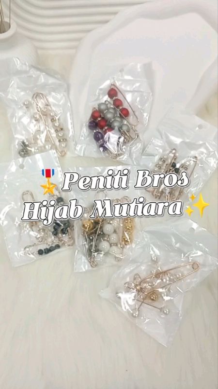 Rekomendasi Peniti Bros Hijab Mutiara Aesthetic!!✨ banyak pilihan variasi loh bisa langsung di checkout!!🤍 #bros #aksesoris #aesthetic #fyp