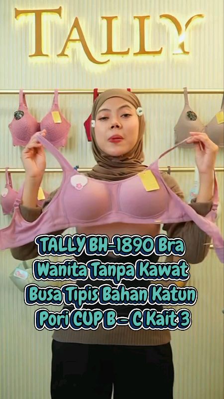 #ShopeeCOD#RacunShopee #TALLY BH-1890 Bra Wanita Tanpa Kawat Busa Tipis Bahan Katun Pori CUP B - C Kait 3#bratanpakawatbusatipis #brakatun #brawanita