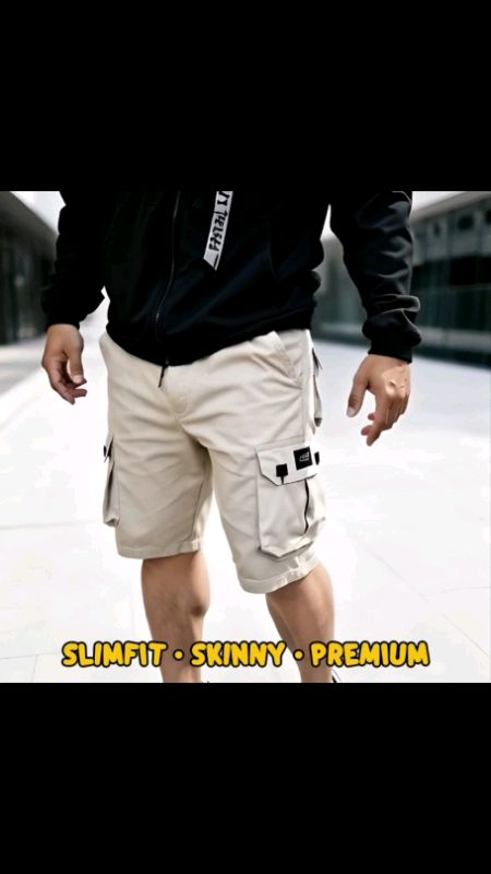 Celana cargo pendek pria premium slimfit & skinny. Potongan rapi, bahan nyaman, cocok harian.  #celanacargo #celanapendek #fashionpria #ShopeeCOD