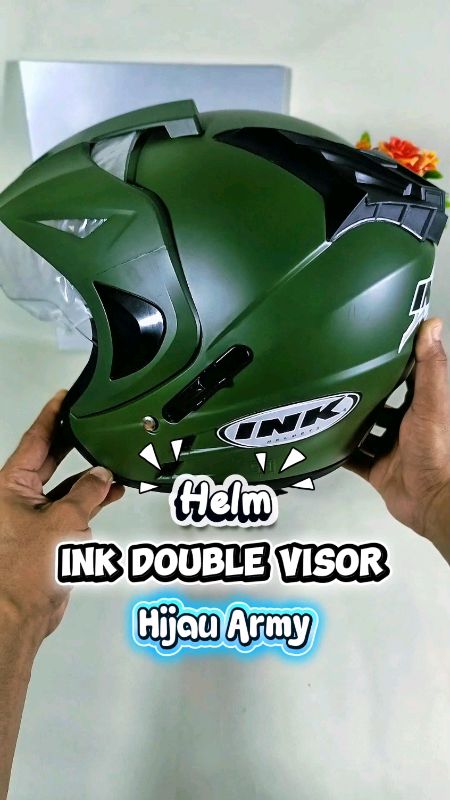Helm INK Double Visor Hijau Army #helmink #helminkdoublevisor #helminkdoblekaca #helm #ink #doublevisor #doublekaca #helmdoublevisor #helmmurah