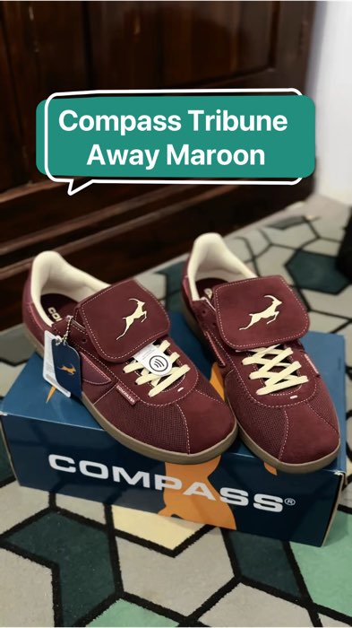 Compass Tribune Away Maroon. #compasstribune #compass #sepatucompass #compassindonesia #fyp #fypシ #berandashopee #shopeevideo #fypdongggggggg #compass