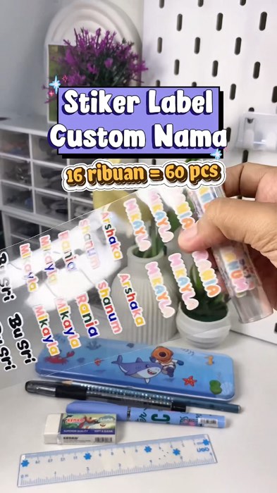 Kasih nama pake stiker aja lebih mudah dan makin cantik 🥰 #stikerlabel #stikercustom #stikerlabelnama #stikeruvdtf #stikerviral #RacunShopee #viral