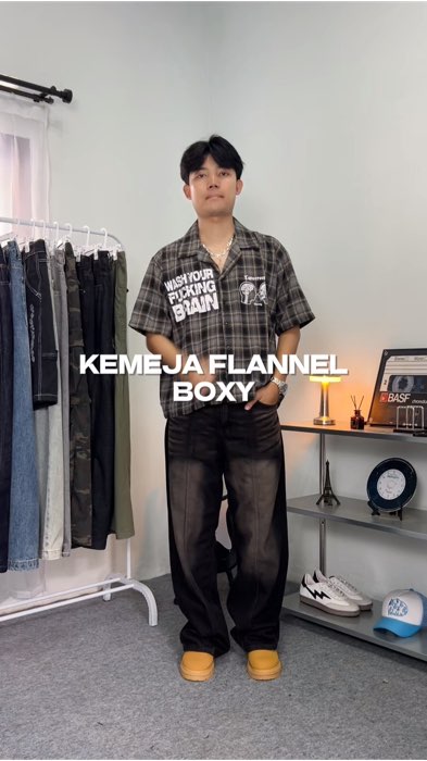 Kemeja flanel boxy by convergent #RacunShopee #kemejaboxy #kemejaflanel #ShopeeFashionHaul