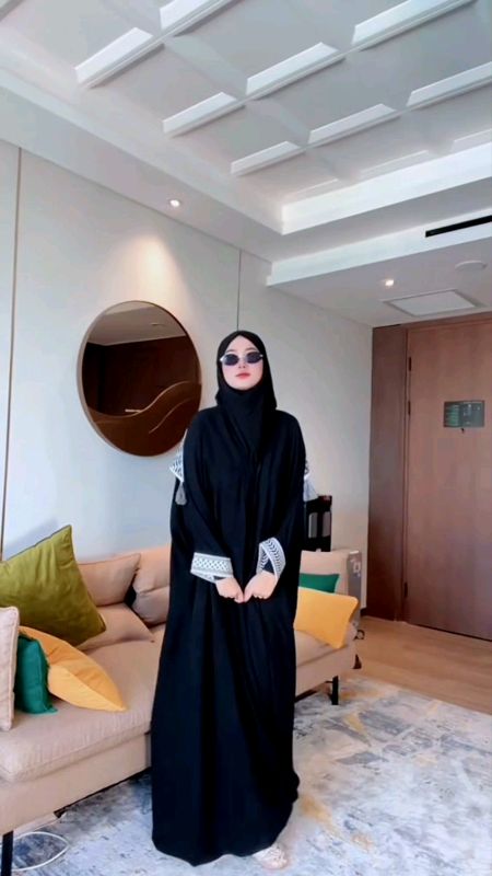 Katlah - Keffiyeh Abaya Jetblack Premium  #katlahofficial #keffiyehabaya #abayajetblack #abayahitamjetblack #ShopeeFashionHaul #ShopeeLook #fypシ