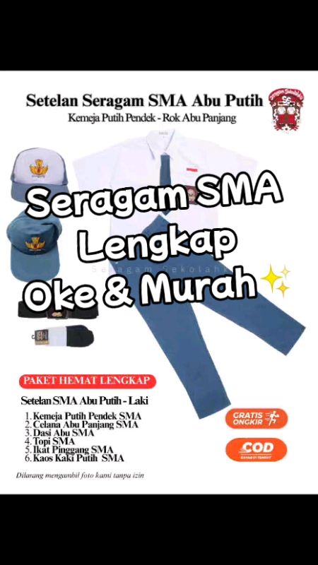 Seragam SMA Lengkap💕#SpillBawaBerkah#GakNyeselBeliIni#PromoNonStop#ViralDiShopeeVideo#RacunShopee#seragamsma#seragamsmamurah#seragamsmapria#fyp#fypシ