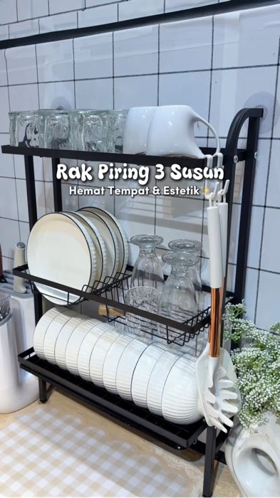 Rak piringnya minimalis, estetik, tapi bisa muat banyak kan✨mini sih solusi banget buat dapur kecil #rakpiring #rakpiringwastafel #rakserbaguna #rak