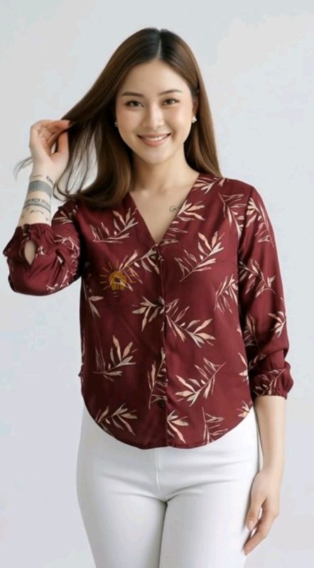 blouse kancing motif wanita #atasanwanita #RacunShopee #SpillRacunShopee