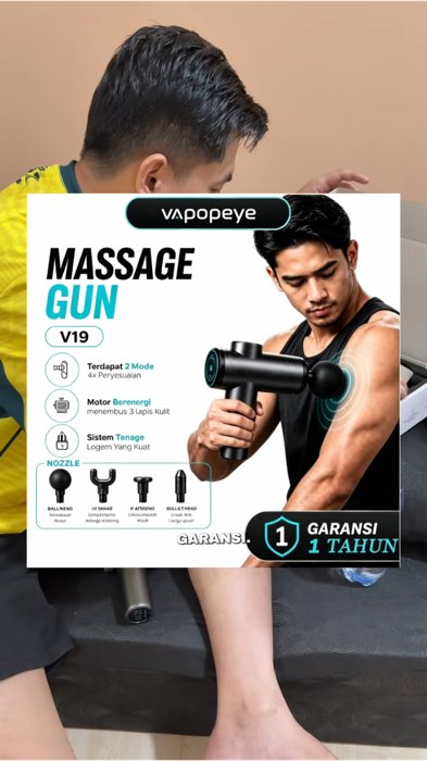 Massage Gun V19 dari VAPOPEYE dengan 6 level kecepatan , Garansi 12 bulan 💯✅🛍️  #vapopeyemassage #massagegunv19 #RacunShopee