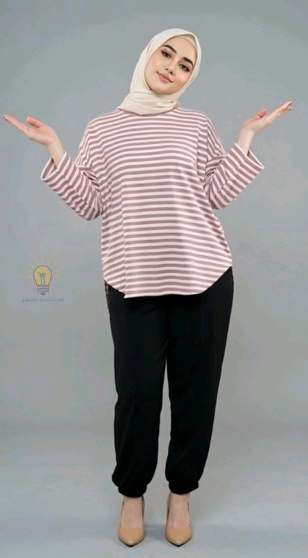 kaos striped oversize lengan panjang wanita #SpillBawaBerkah #SpillRacunShopee