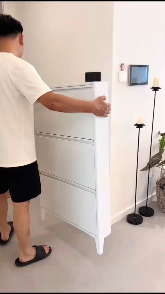 Desi balik mudah dibuka, muat semua jenis sepatu, anti debu dan lembap, simpel dipakai untuk rumah tangga! #lemarisepatu  #raksepatu