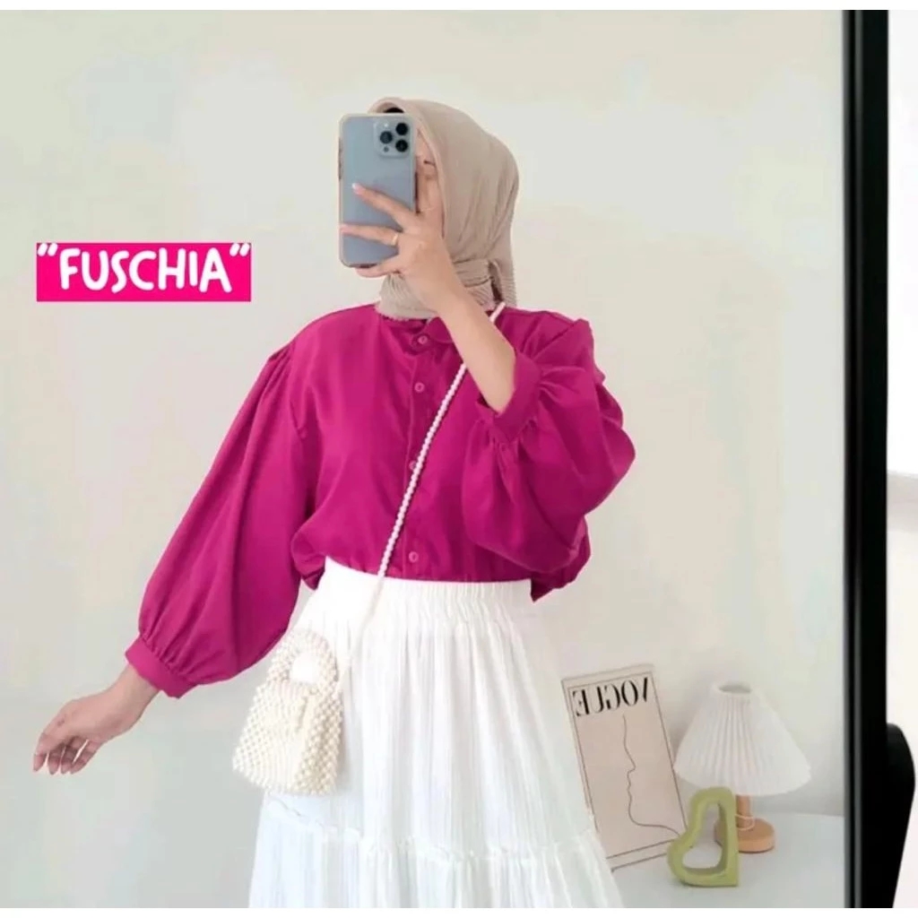 Elze Blouse Kemeja Atasan Wanita Shakila Twis ConeLengan Balon Full