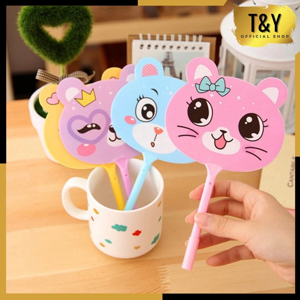 T&Y Pena 2 IN 1 Pena Kipas Lucu Animal dan Buah Pulpen Kipas Karakter Kartun Cute