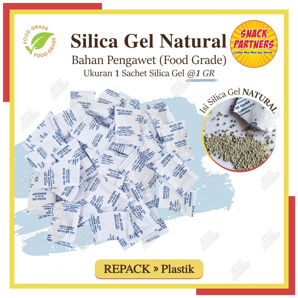 SILICA GEL Natural Food Grade Sachet 1 GR - PER PACK 100 / 250 PCS - Bahan Pengawet Makangan / Silika Penyerap Lembab Anti Bau Barang Tas Kamera Eletronik - Banjarmasin