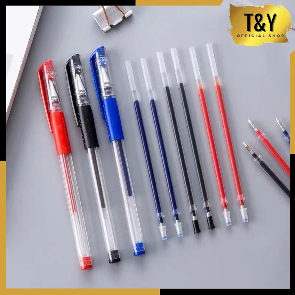 T&Y Pena Gel 0.55mm Standard 1Pcs Pulpen tinta cair Pena Refill 5pcs Alat Tulis Sekolah Kantor Refill Pen Warna Pena Ujung Lancip ATK
