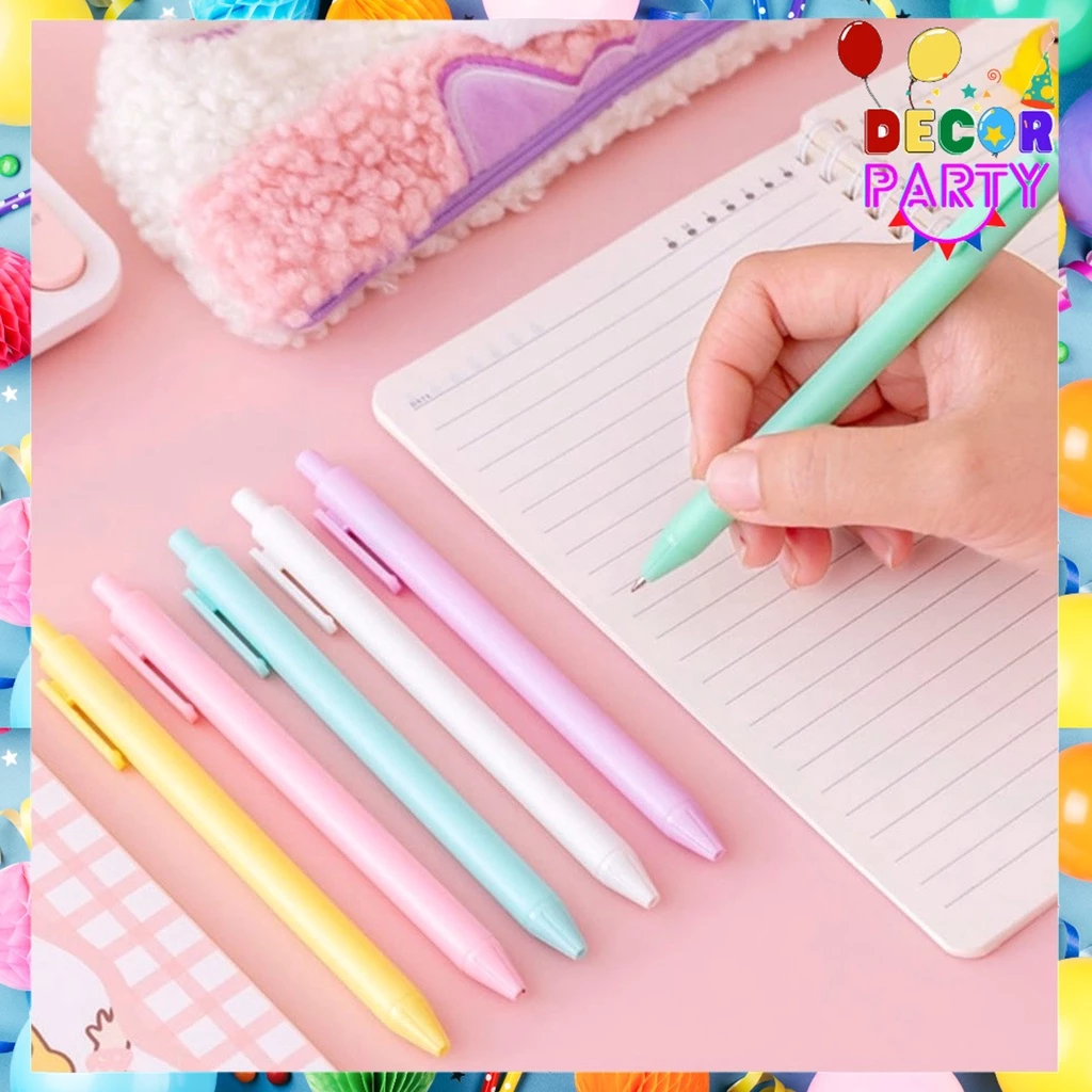 DP Pena Cetekan Macaroon Pulpen Warna Pastel Tinta Hitam 1Pcs Alat Tulis Sekolah Kantor Pen Warna Warni Bolpoint Polos