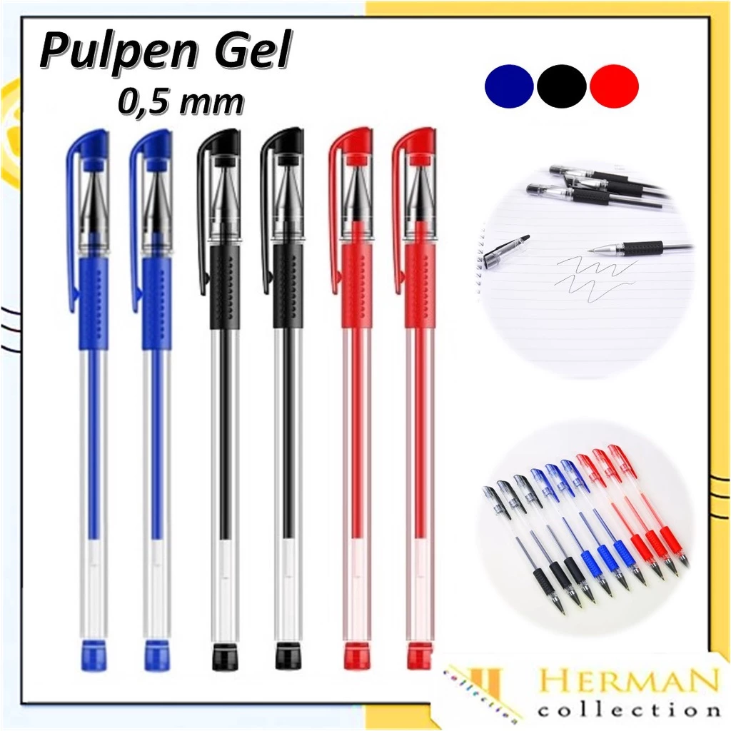 HC Pena Gel 0.55mm Standard Pulpen tinta cair Alat Tulis Sekolah Kantor Pen Warna Warni Pena Ujung Lancip ATK