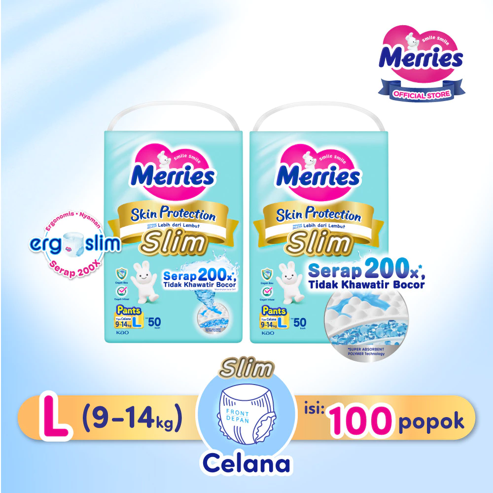Merries Skin Protection Slim Pants Ergoslim L50 Twinpack