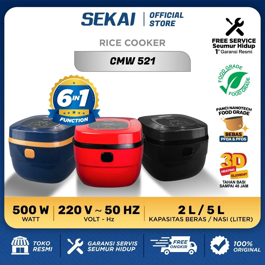 SEKAI NOVA Rice Cooker Digital 6 in 1