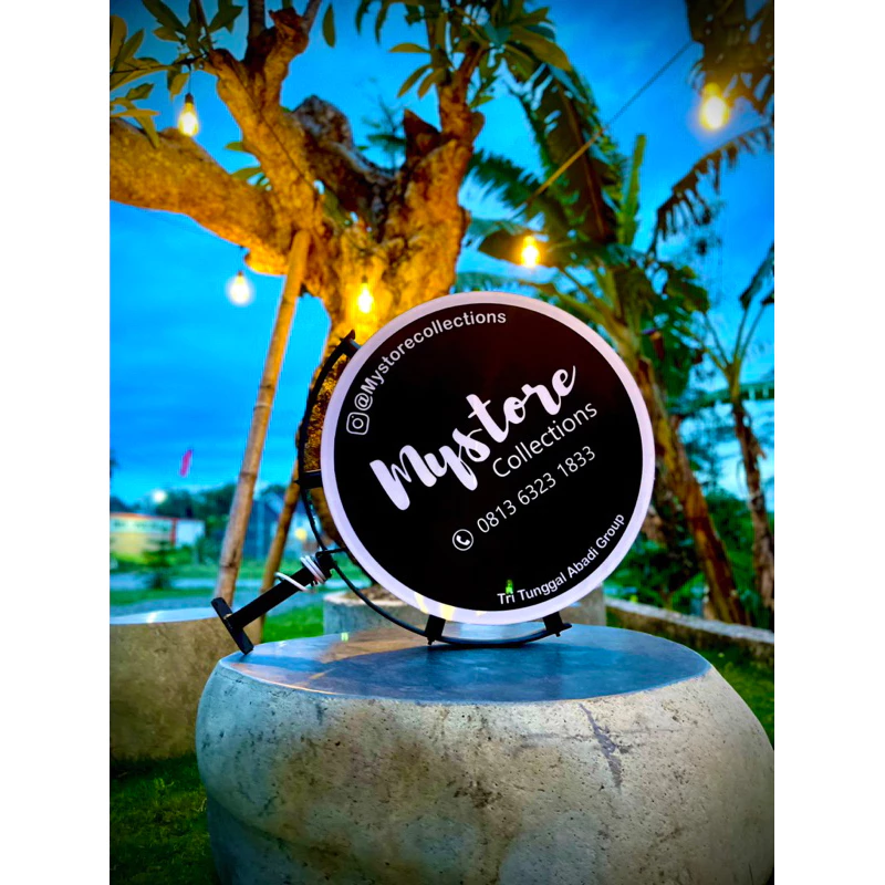 NEON BOX INDOOR OUTDOOR BULAT KOTAK AKRILIK 2 MUKA 1 SISI CUSTOM LASER CUTTING UV BRACKET BESI LOGO
