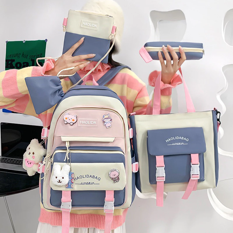tas sekolah anak perempuan 5in 1 tas ransel anak tas korea fashion tas anak SD SMP SMA