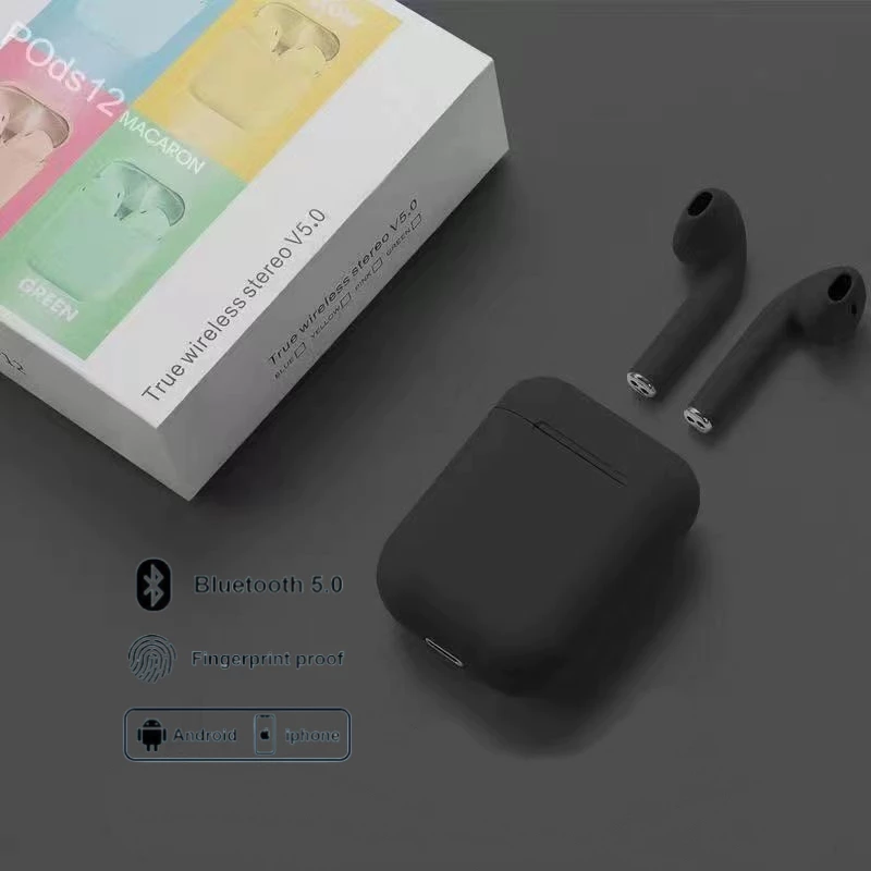 HEADSET BLUETOOTH INPODS WIRELESS i12 MACARON EARPHONE TWS BLUETOOTH 5.0 WARNA MACARON