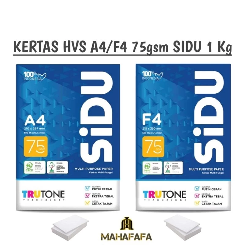 KERTAS A4/F4 75GSM 1 KG SIDU Sinar Dunia