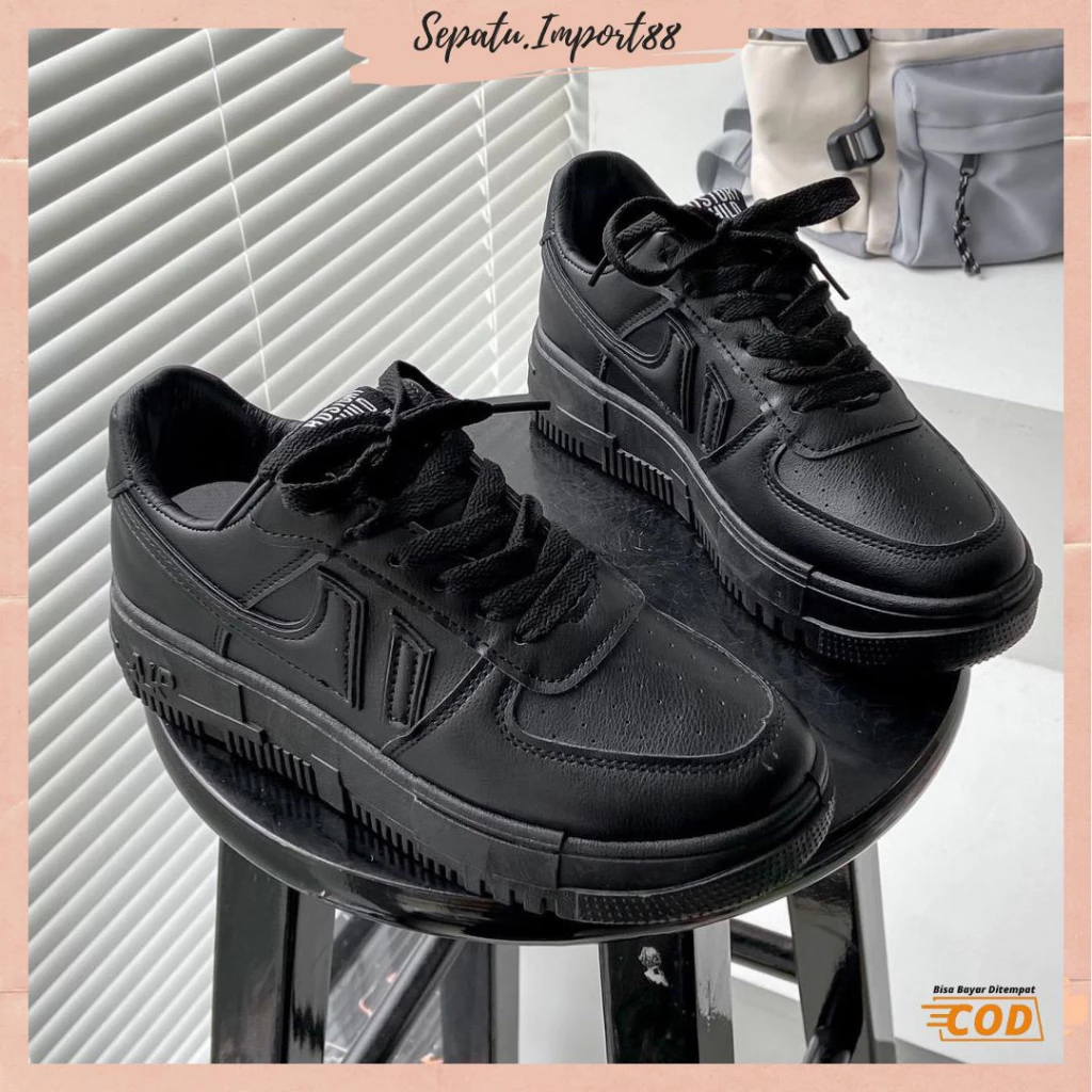 [SEPATU.IMPORT88] Sepatu Wanita Sekolah Hitam Putih Sneakers Wanita Import Premium Quality SP 603