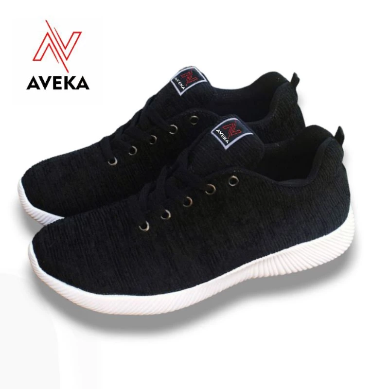 AVEKA YESY Sepatu Sneakers Casual Pria Wanita Sepatu Sekolah Hitam Size 36-43