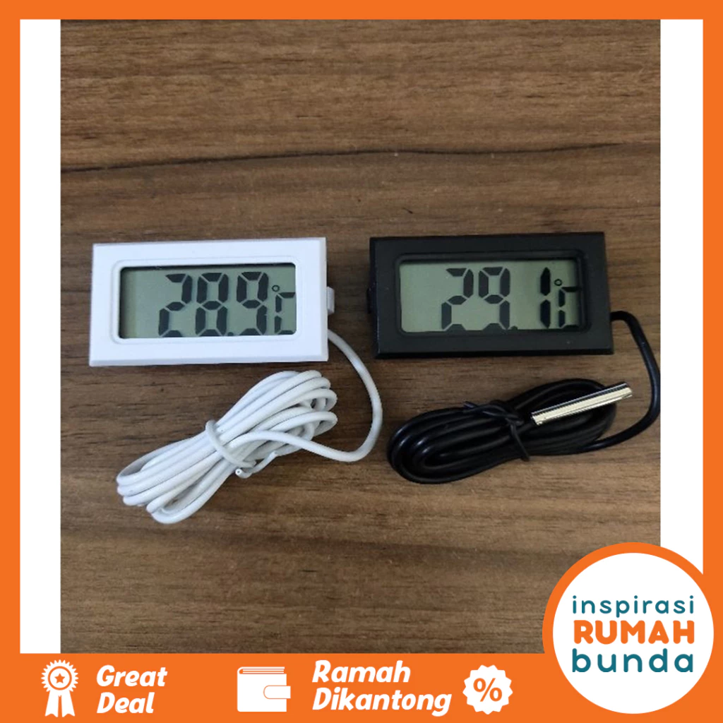 IRB Termometer Digital Mini Probe Pengukur Suhu Aquarium Kulkas Sensor Kabel 1 Meter - LCD Display