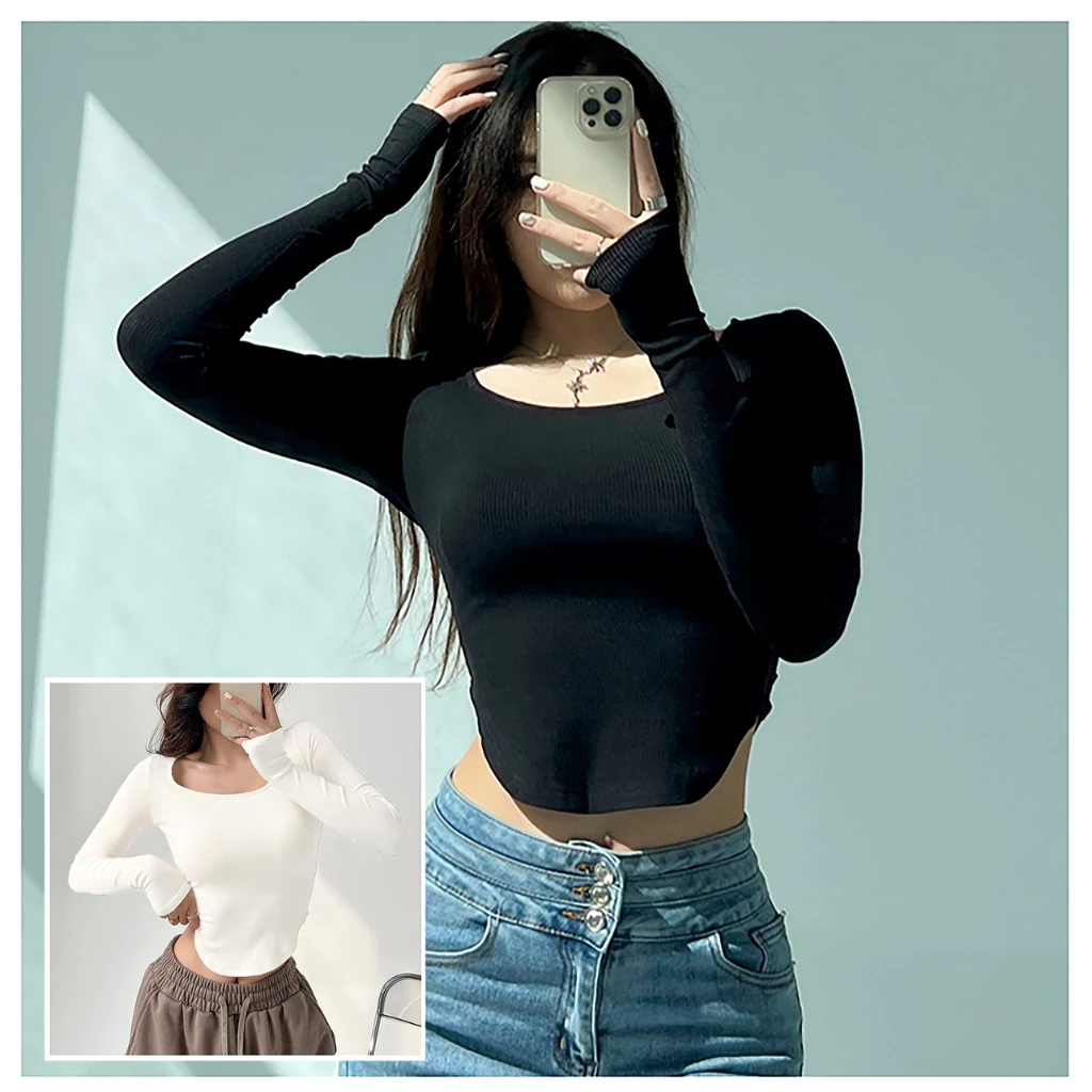 (PART 2) COD Square Neck Long Sleeve Shirt Blouse - WWC