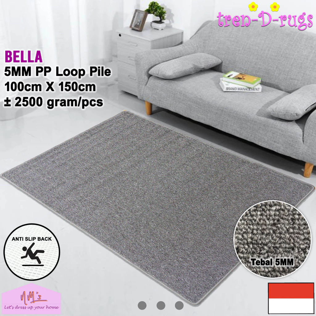 18. Tren-D-rugs Karpet Polos Lantai Ruang Tamu Anti Slip 100 cm x 150 cm