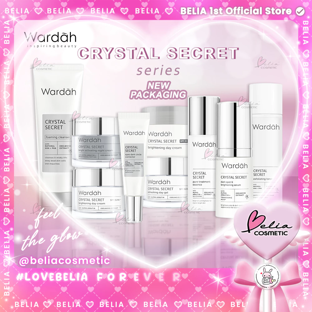 [ BELIA ] WARDAH Crystal Secret Series | Day Night Eye Cream Brightening Essence Facial Wash White