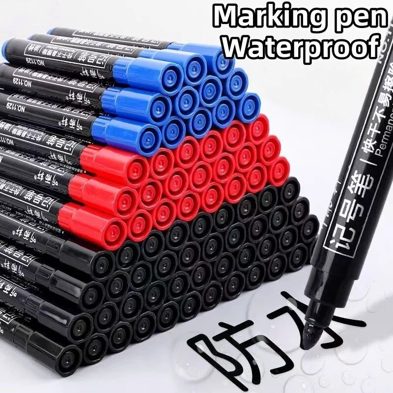 Spidol Permanent Marker Permanen Tahan Air Alat Tulis Spidol Cepat Kering Tinta Minyak Hitam Biru Merah Tidak Pudar