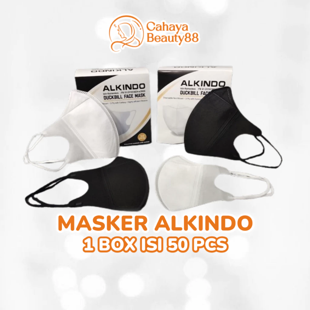 Masker Duckbil / Duckbill Garis Alkindo - 1 Box Isi 50 Pcs