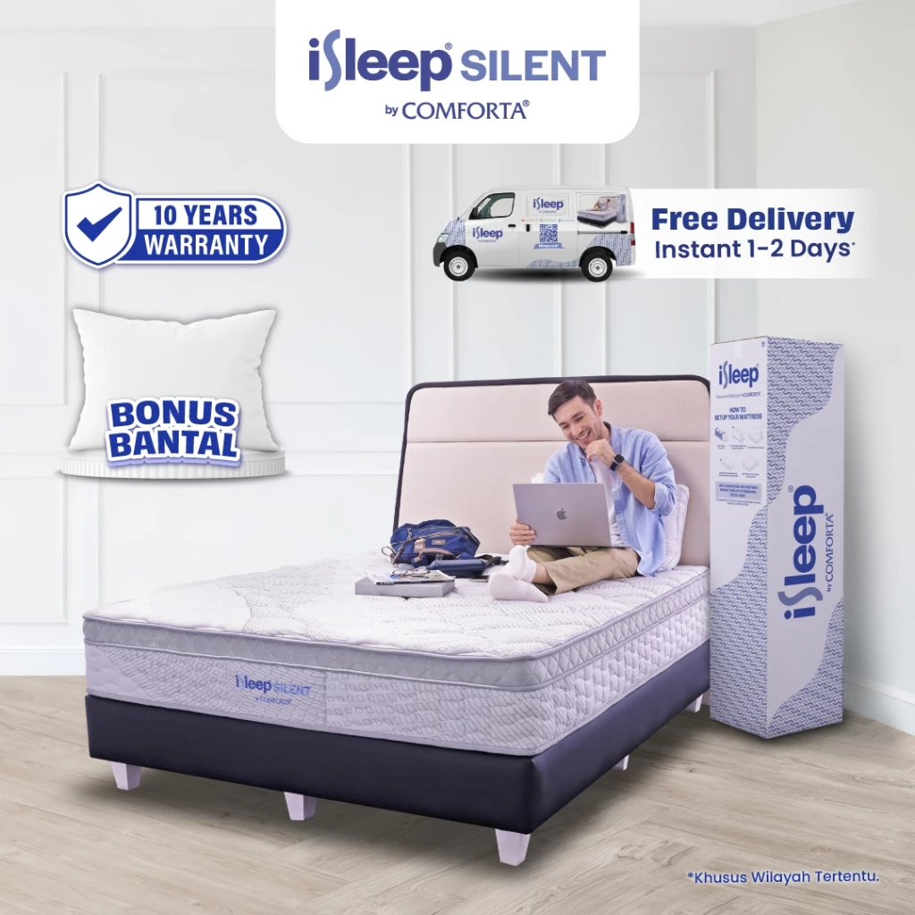 iSleep Silent by Comforta (Kasur Pocket) Vacuumed Mattress Free Bantal (Mattress Only)