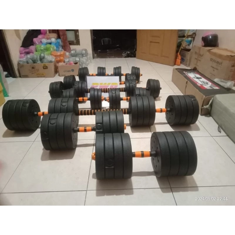 Dambell / Barbell PVC 20 kg set bongkar pasang murah Banjarmasin