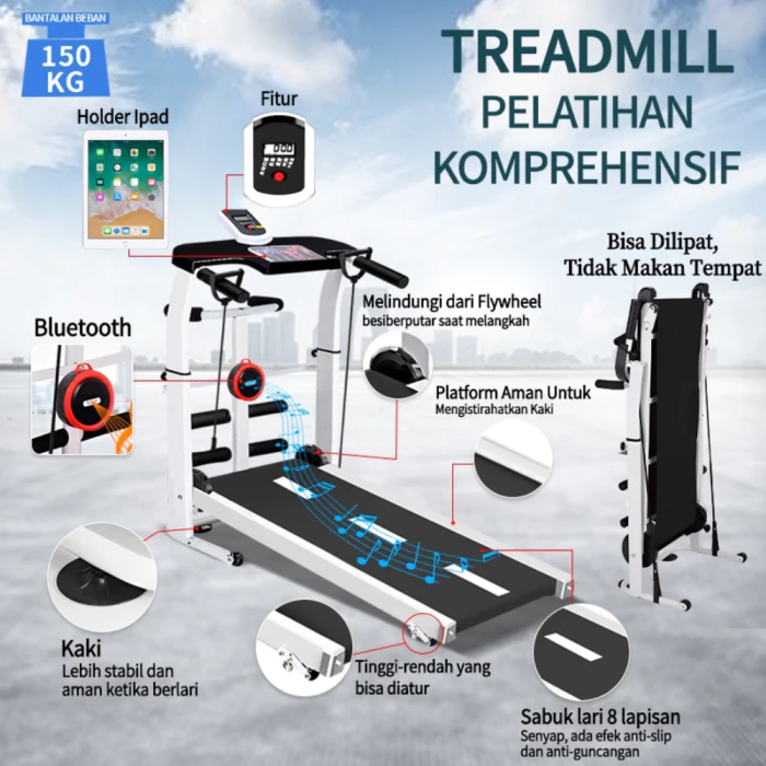 Ready Stock Treadmill Manual MultiFungsi Treadmill 8 in 1-Alat Fitness Termurah/Treadmill yang tidak menggunakan listrik terlaris di Banjarmasin Kalimantan Selatan