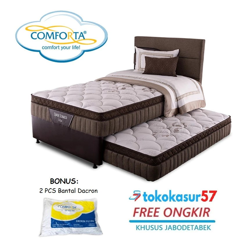 COMFORTA Kasur Springbed anak Latex Layer 2in1 Type Super Teenager - Full Set