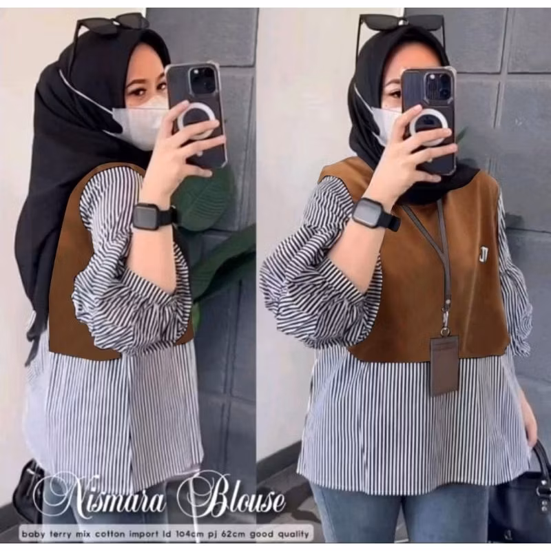 NISMARA BLOUSE 3 UK SIZE ( M - XXL ) ADA JUMBO XXL / BLOUSE WANITA / BLOUSE KANTORAN / ATASAN WANITA