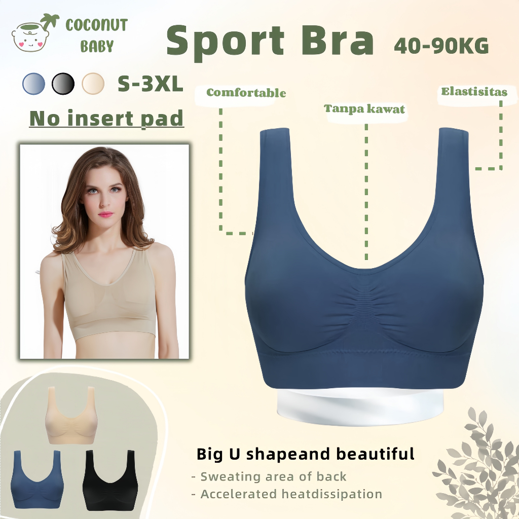 Bra Olahraga Seamless Elastis Lembut Nyaman Sportsbra Lari Kebugaran Tidak Ada Bantalan Dada Pakaian Dalam SP820