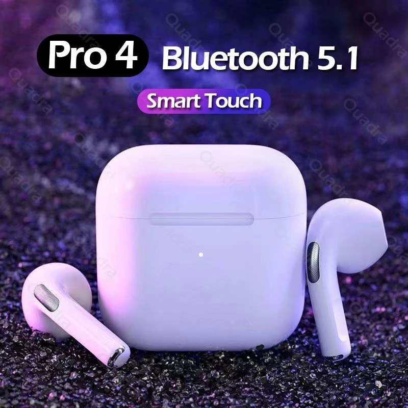Pro 4 TWS Headset Bluetooth with Mikrofon Smart Touch Control Handset Bluetooth Bass Super Earphone Bluetooth Olahraga Tahan Henset Bloetooth Hedset