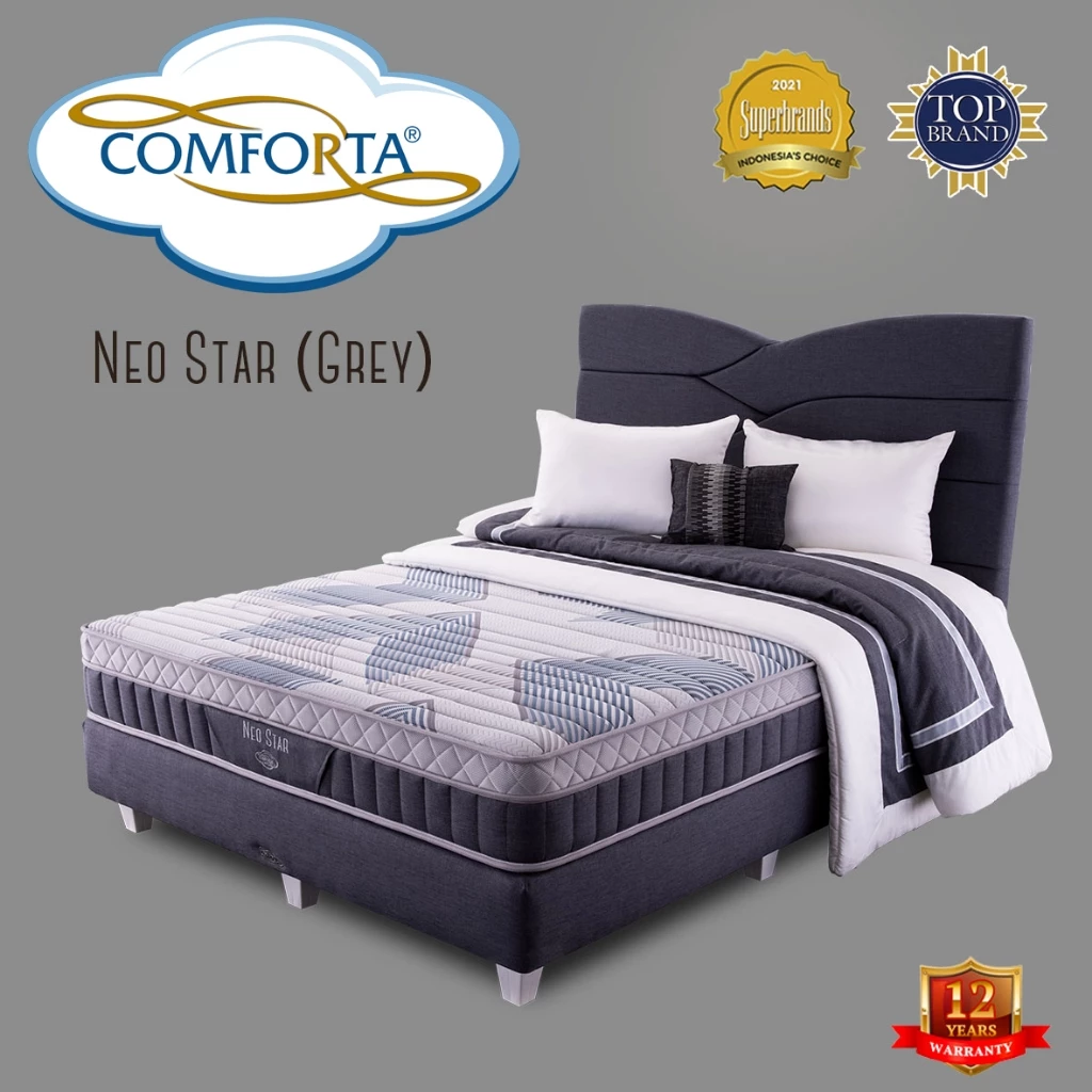 Comforta Kasur Springbed Neo Star Grey | Matras 90 100 120 160 180 200 - 200x200 | SP Mattress