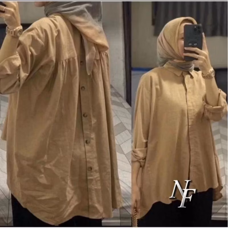 kemeja wanita linen oversize Hana blouse