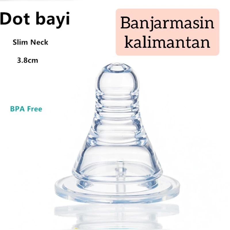 pentel dot / ukuran S / pentel odot bulat/ bundar /slim neck / pentil dot / banjarmasin / Banjarbaru / martapura / anjir / marabahan / kalua / amuntai / barabai  / tapin / tanah laut/ pagatan / tanjungPigeon Dot Bayi Nipple/Dot Slim Neck 3.8cm BPA Free /l
