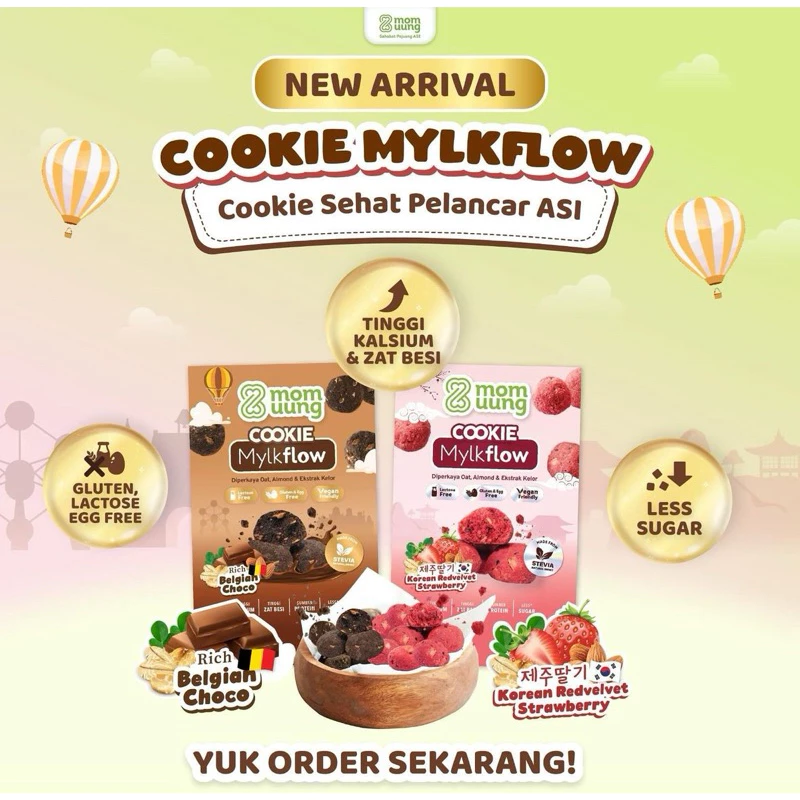 MOM UUNG Cookie MylkFlow Kue Pelancar ASI Cookies MomUung Cookie gluten-free Lactose Fre Egg Free Cemilan Busui Halal BPOM Mom Uung Samarinda Balikpapan Bontang Tenggarong Jogja Semarang Jakarta Banjarmasin Banjarbaru Palangkaraya Pontianak